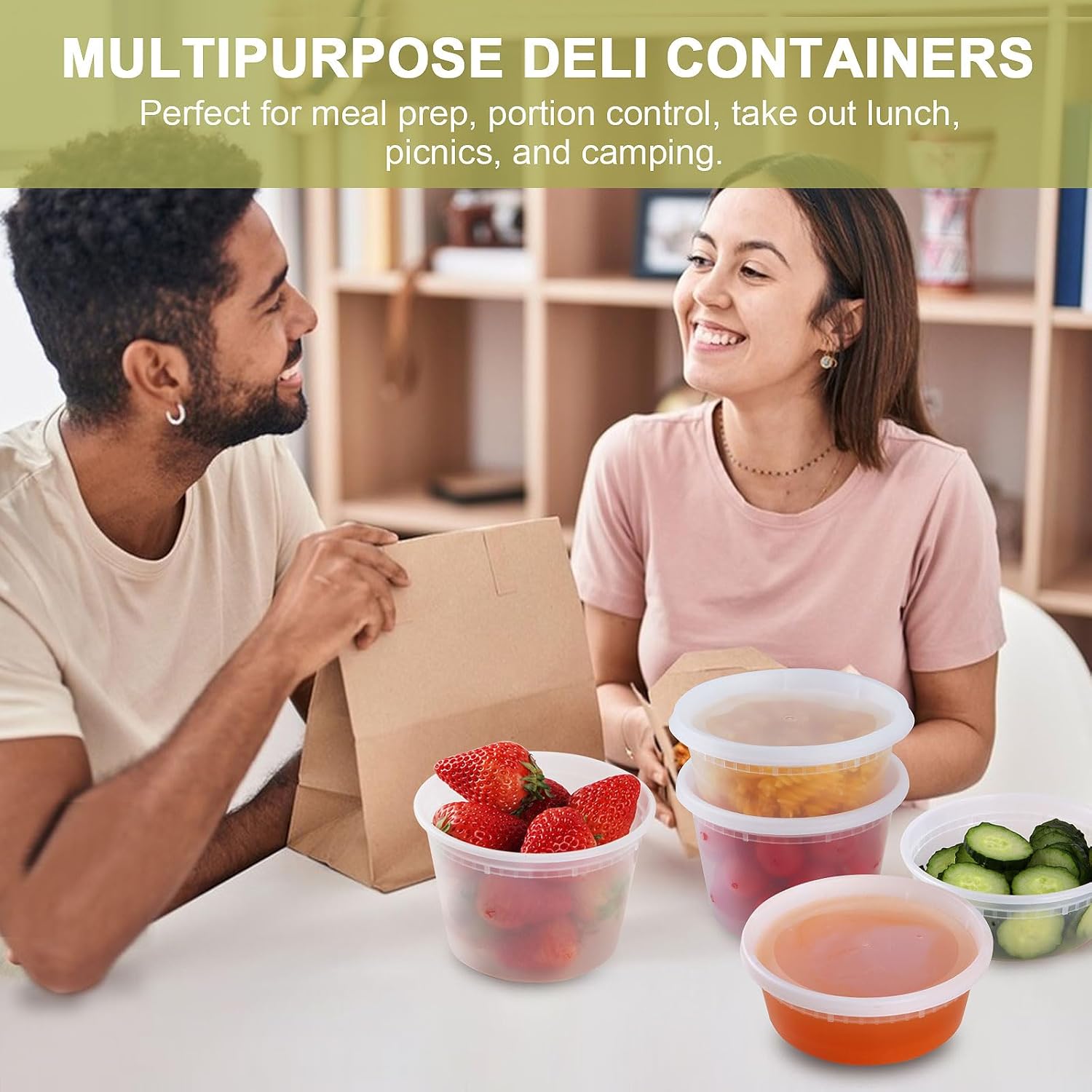 Deli Containers with Lids 50 Sets - Pint Plastic Soup Containers 16oz 8oz Clear Food Storage Containers with Lids Leakproof, Reusable Take Out for Restaurant, Microwave/Freezer/Dishwasher Safe